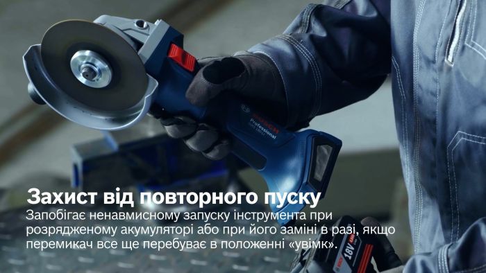 Шлифмашина угловая аккумуляторная Bosch Professional GWS 180-LI, 125мм, 18В 2х4Ач, 11000об/мин, 2кг
