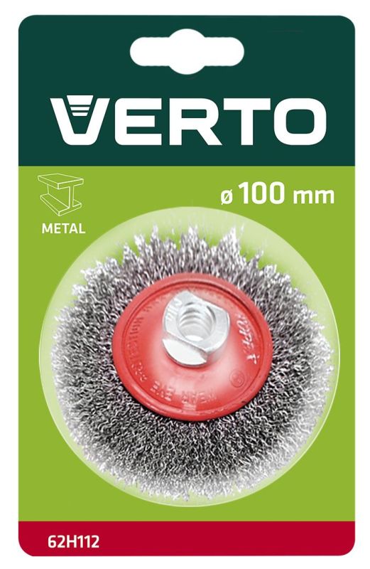 Щетка дисковая Verto, рифленая проволока, 100мм, резьба M14
