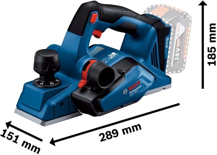 Рубанок акумуляторний Bosch Professional GHO 185-LI 18В 82мм стругання до 2.6мм паз до 9мм без АКБ та ЗП