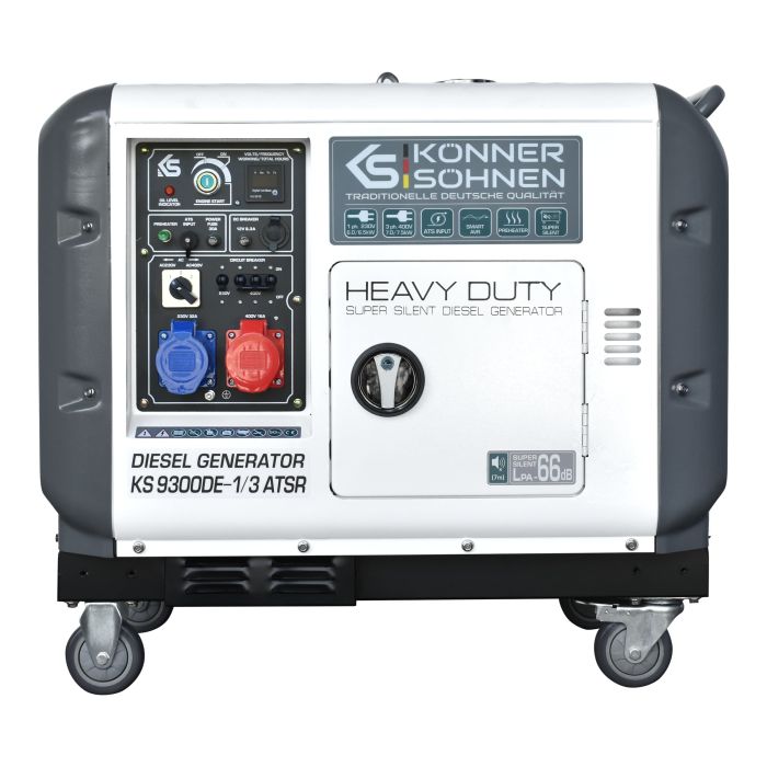Генератор дизельный Konner&Sohnen KS 9300DE-1/3 ATSR,230/400В,6.5/6.0кВт,7.5/7.0кВт,1/3Фазы, АВР(ATS), электростартер, 168кг