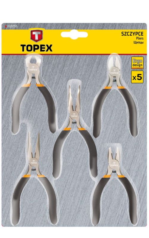 Набор шарнирно-губцевых инструментов TOPEX, 5шт, прецизионные