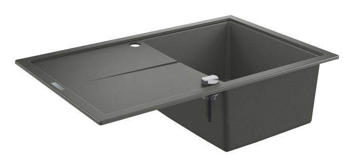 Мийка кухонна Grohe K400, граніт, прямокут., з крилом, 780x500x205мм, чаша - 1, врізна, сірий граніт