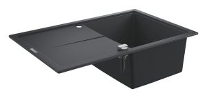 Мийка кухонна Grohe K400, граніт, прямокут., з крилом, 780x500x205мм, чаша - 1, врізна, чорний граніт