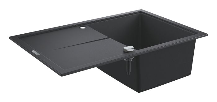 Мийка кухонна Grohe K400, граніт, прямокут., з крилом, 780x500x205мм, чаша - 1, врізна, чорний граніт