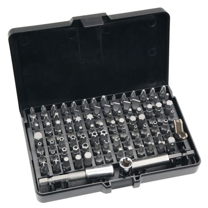 Биты Neo Tools, набор 99шт, 1/4", держатели 2шт, переходники 3шт, SL,PH,PZ,H,T,TT, 25мм, сталь S2, кейс