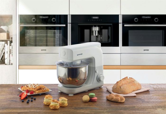 Кухонная машина Gorenje 800Вт, чаша-металл, корпус-металл, насадок-3, белый