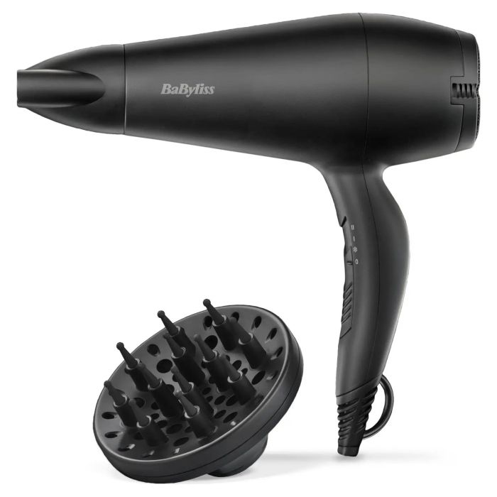 Фен Babyliss, 2000Вт, режимов-2, ионизиция, хол. обдув, 2 насадки, черный