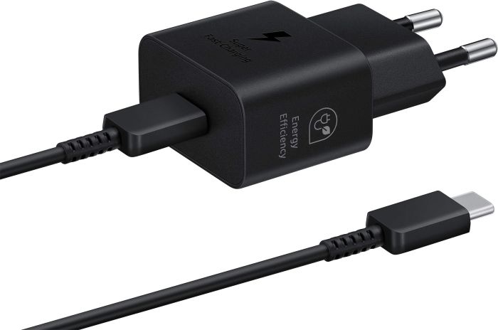 Зарядное устройство сетевое Samsung 25Вт USB-С, кабель USB-C > USB-C, 1м, черный