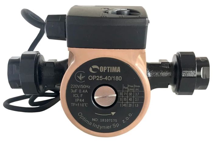 Насос циркуляційний Optima OP25-40-180, G 1 1/4", 10 бар, 180мм, 71Вт, 230В