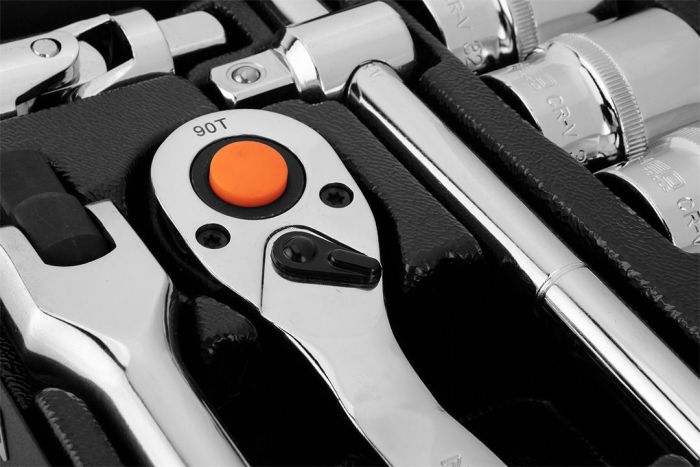 Набір інструментів Neo Tools, набір торцевих головок, 25шт, 1/2", CrV, металевий кейс