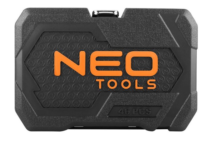 Набор инструмента Neo Tools, набор торцевых головок, 46шт, 1/4", CrV, кейс