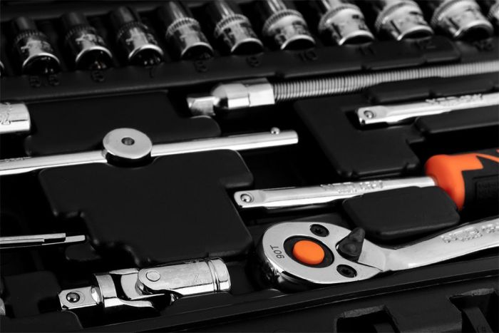 Набор инструмента Neo Tools, набор торцевых головок, 46шт, 1/4", CrV, кейс