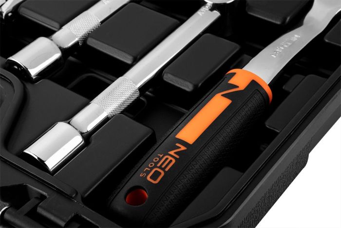 Набор инструмента Neo Tools, набор торцевых головок, 58шт, 1/2", CrV, кейс