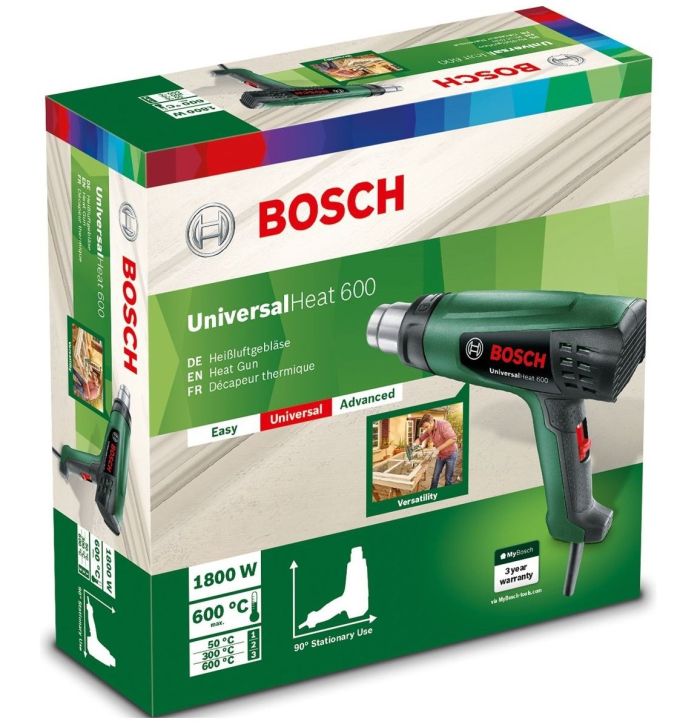 Фен строительный Bosch UniversalHeat 600, 1800Вт, 50/300/600°C, 200/350/500л/мин, 0.53кг