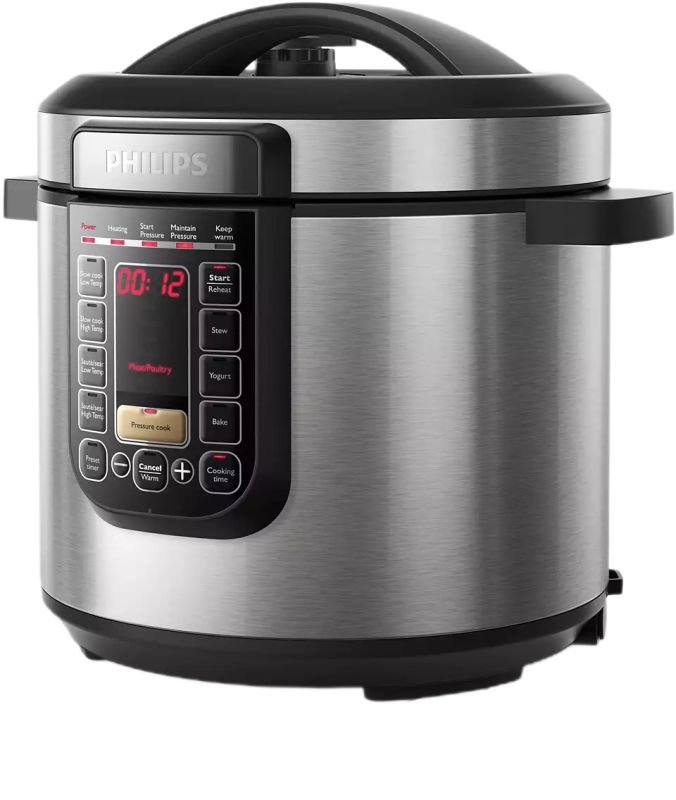 Мультиварка Philips Viva Collection 1300Вт, чаша-6л, электронное управл., 15 авто. программ, нержав.сталь, платик, чорний