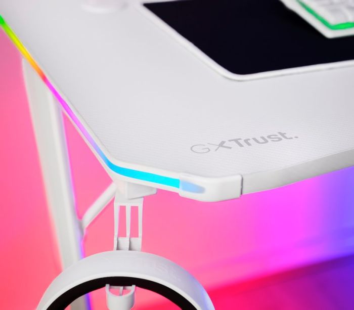 Стол Trust GXT 709W LUMINUS, (120х74см), RGB, белый