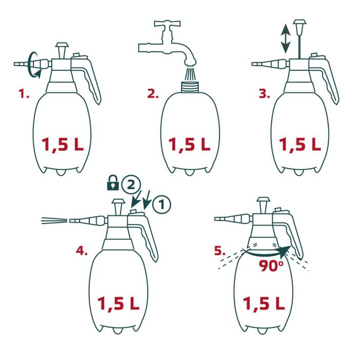 Обприскувач ручний Verto 1.5л 2.5бар 0.52л/хв 0.35кг