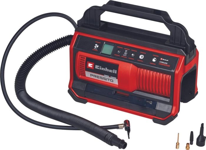 Компресор повітряний Einhell PRESSITO 18/25, акумуляторний 18В PXC, 10.5бар, вис. і низьк. тиск, 2.06кг, без АКБ та ЗП