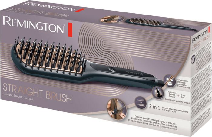 Щетка-выпрямитель  Remington Straight Brush, 62Вт, темп.режимов-3, 150-230С, ионизация, керамика, серый