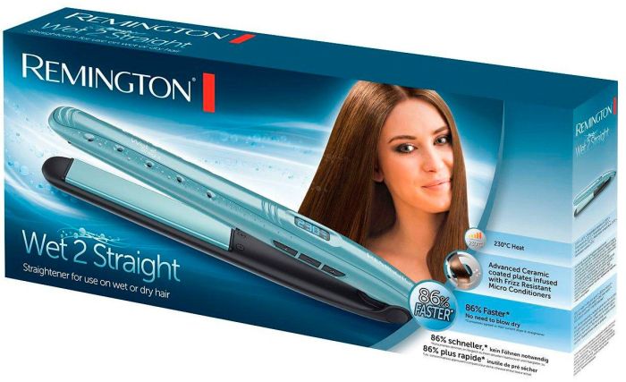 Випрямитель Remington Wet 2 Straight, 47Вт, темп.режимов-10, 140-230С, дисплей, керамика, титан , бирюзовый
