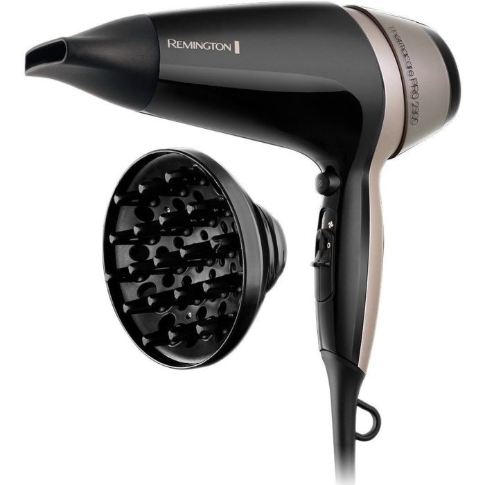 Фен Remington Thermacare Pro, 2100Вт, 3 режими, дифузор,турмалінова  іоніз-я, хол. обдув, чорно-коричневий