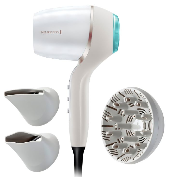 Фен Remington HYDRAluxe PRO, 2200Вт, 3 режими, дифузор, іоніз-я, хол. обдув, білий