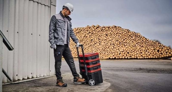 Ящик модульний для інструменту Einhell E-Case L, на коліщатках, телескопічне руків'я, 40.6х44.4х35.5см, пластик