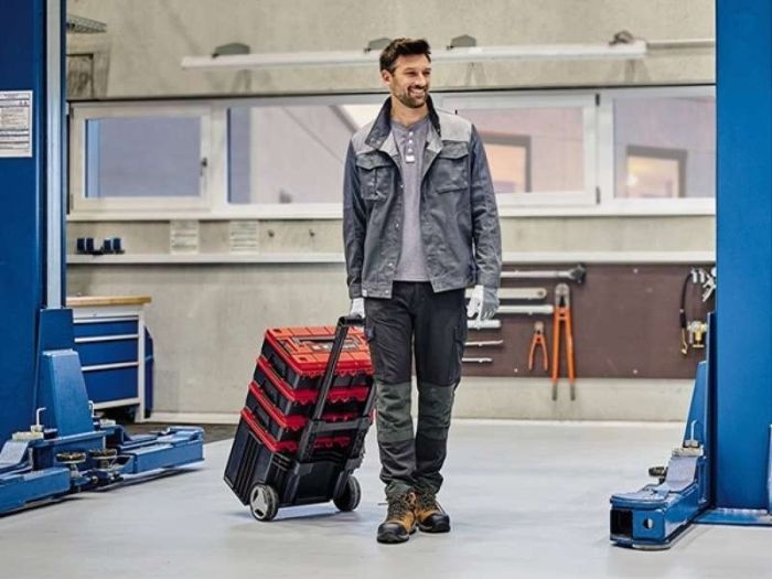 Ящик модульний для інструменту Einhell E-Case L, на коліщатках, телескопічне руків'я, 40.6х44.4х35.5см, пластик