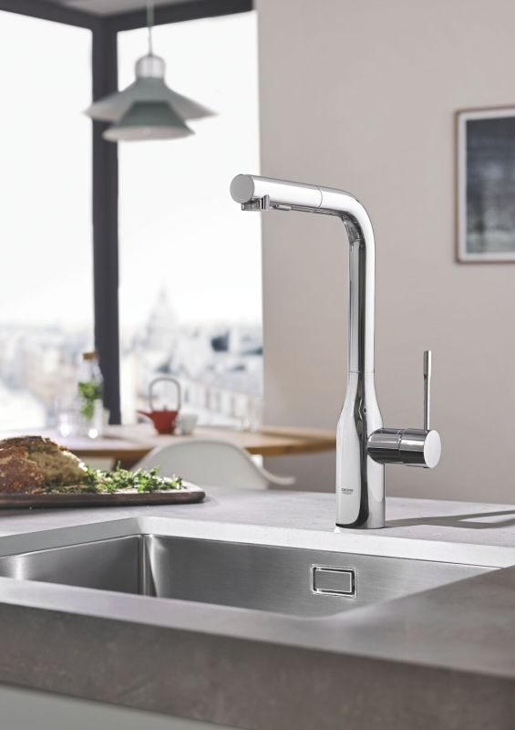 Смеситель для кухни Grohe Accent, дл.излива - 204мм, поворотный/вытяжной, 1рычаг, хром