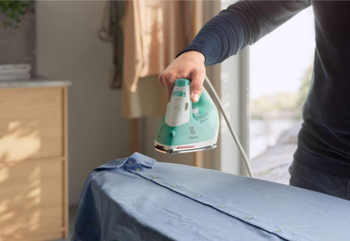 Утюг Electrolux, 2200Вт, 250мл, паровой удар 90гр, нерж. сталь, зелено-белый