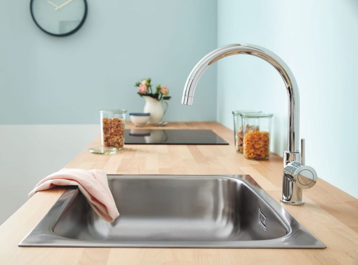 Змішувач для кухні Grohe BauClassic, довж.виливу - 223мм, поворотний, 1важіль, хром