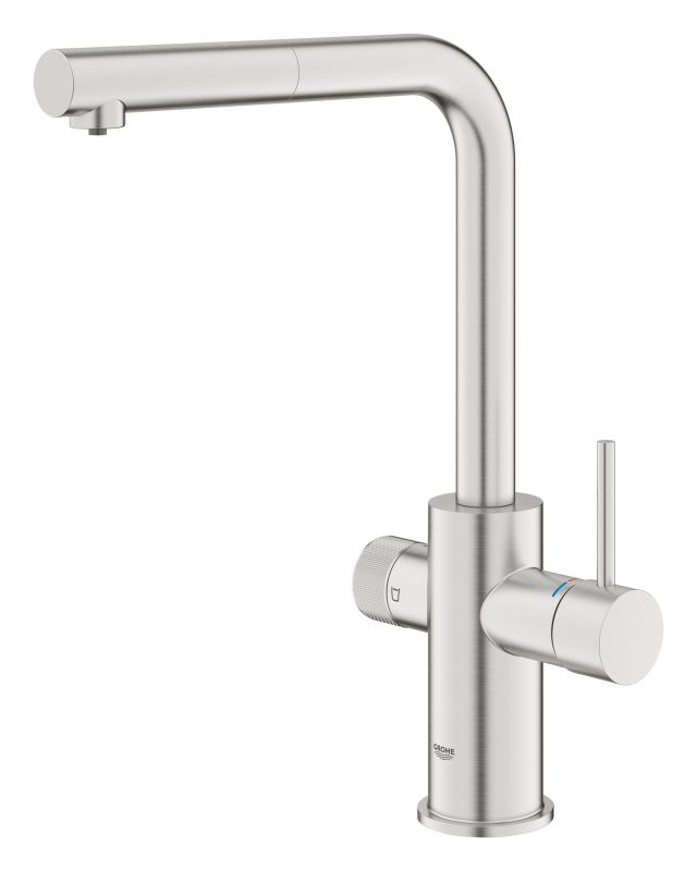 Смеситель для кухни Grohe Blue Pure Minta, дл.излива - 223мм, поворотный/вытяжной, 2 воды, супер сталь