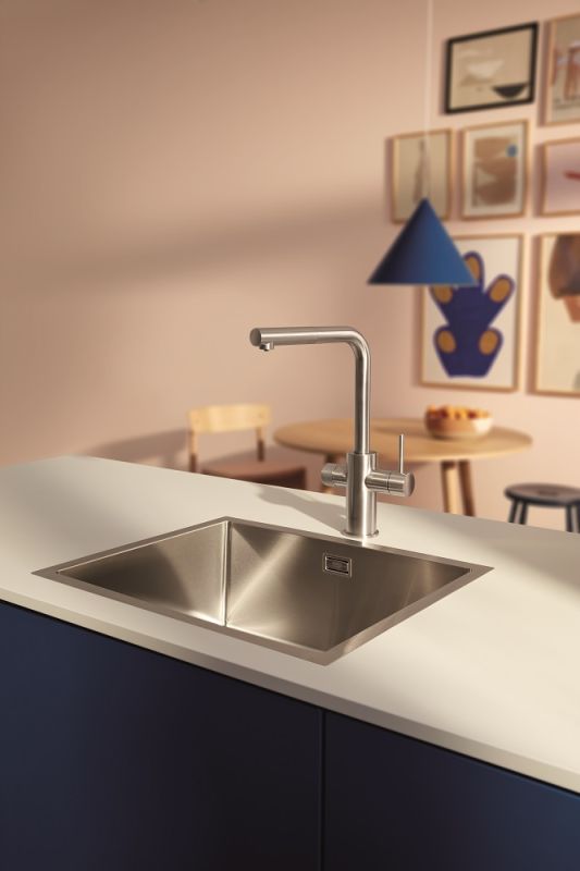 Смеситель для кухни Grohe Blue Pure Minta, дл.излива - 223мм, поворотный/вытяжной, 2 воды, супер сталь