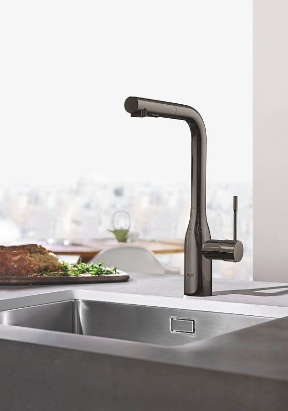 Змішувач для кухні Grohe Minta, довж.виливу - 223мм, поворотний/витяжний, 1важіль, графіт