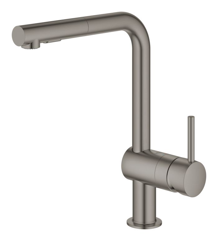 Змішувач для кухні Grohe Minta, довж.виливу - 223мм, поворотний/витяжний, 1важіль, матовий графіт