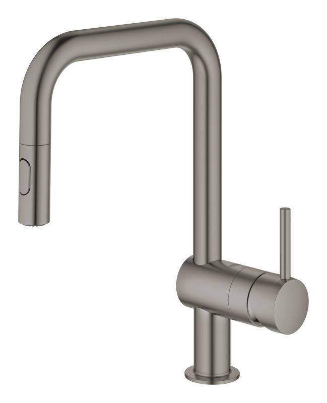 Змішувач для кухні Grohe Minta, довж.виливу - 225мм, поворотний/витяжний, 1важіль, матовий графіт