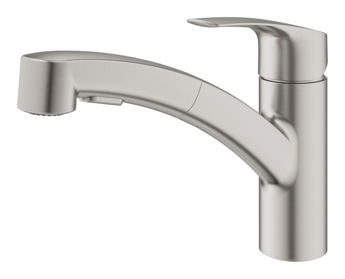 Змішувач для кухні Grohe Via, довж.виливу - 227мм, поворотний/витяжний, 1важіль, супер сталь