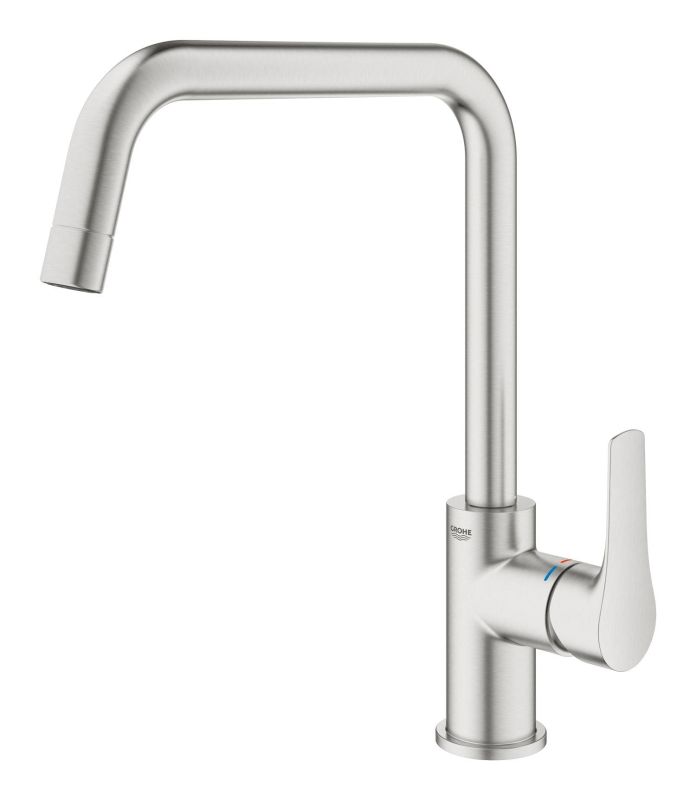 Смеситель для кухни Grohe Via, дл.излива - 228мм, поворотный, 1рычаг, супер сталь