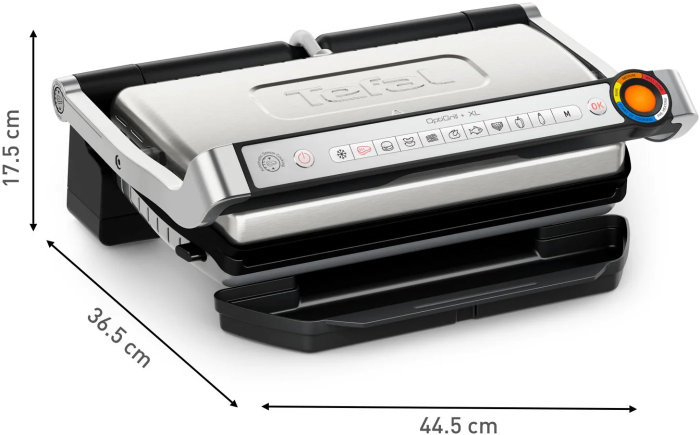 Гриль Tefal прижимной OptiGrill+ XL 2000Вт, темп. режимов-4, съёмные пластины, металл