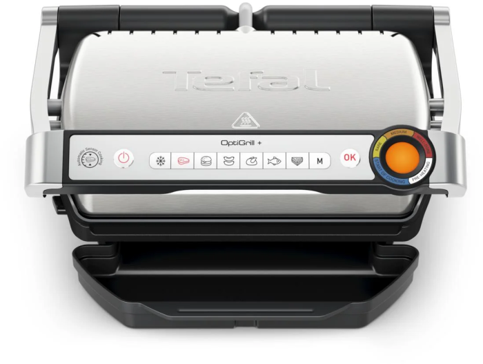Гриль Tefal прижимной OptiGrill+ 2000Вт, темп. режимов-4, съёмные пластины, металл