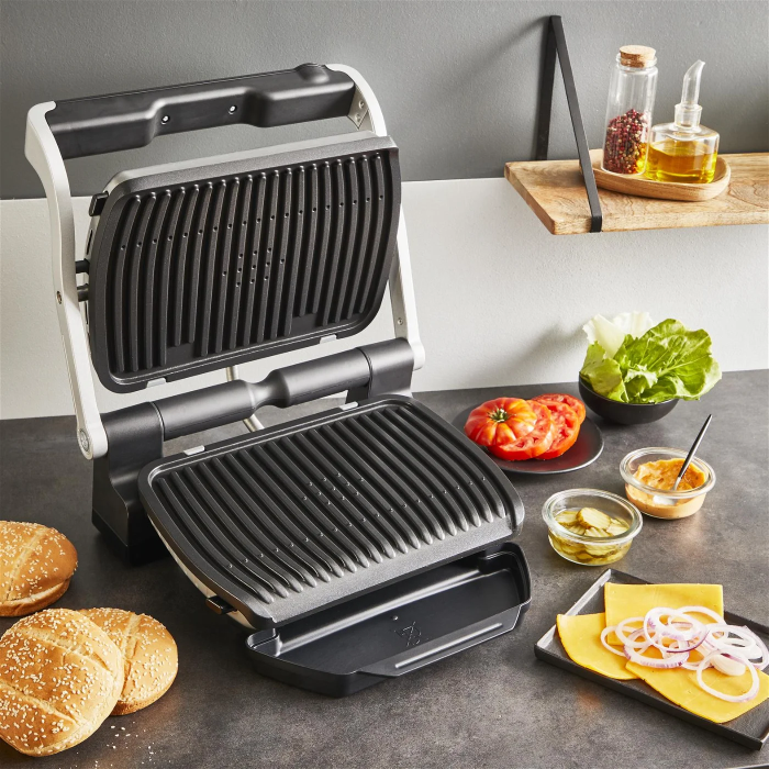Гриль Tefal прижимной OptiGrill+ 2000Вт, темп. режимов-4, съёмные пластины, металл