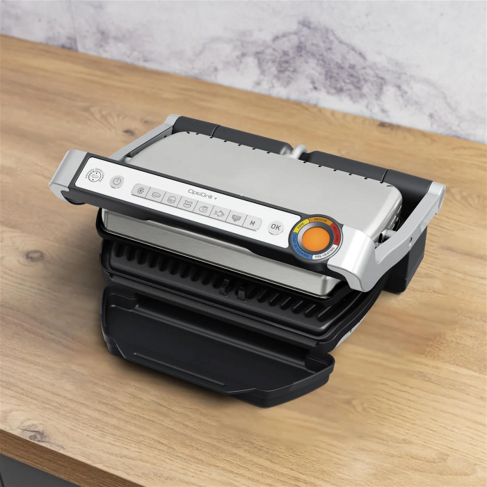 Гриль Tefal прижимной OptiGrill+ 2000Вт, темп. режимов-4, съёмные пластины, металл