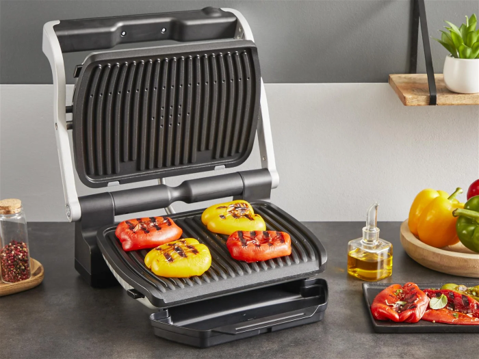 Гриль Tefal прижимной OptiGrill+ 2000Вт, темп. режимов-4, съёмные пластины, металл