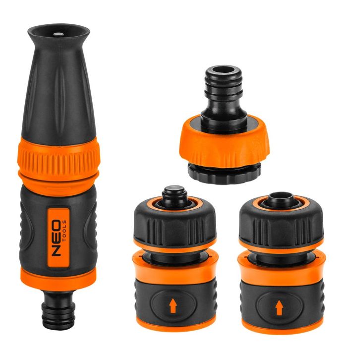 Набор для полива Neo Tools 1/2", ороситель ручной прямой, 2 коннектора для шланга, коннектор для крана 1/2"-3/4"