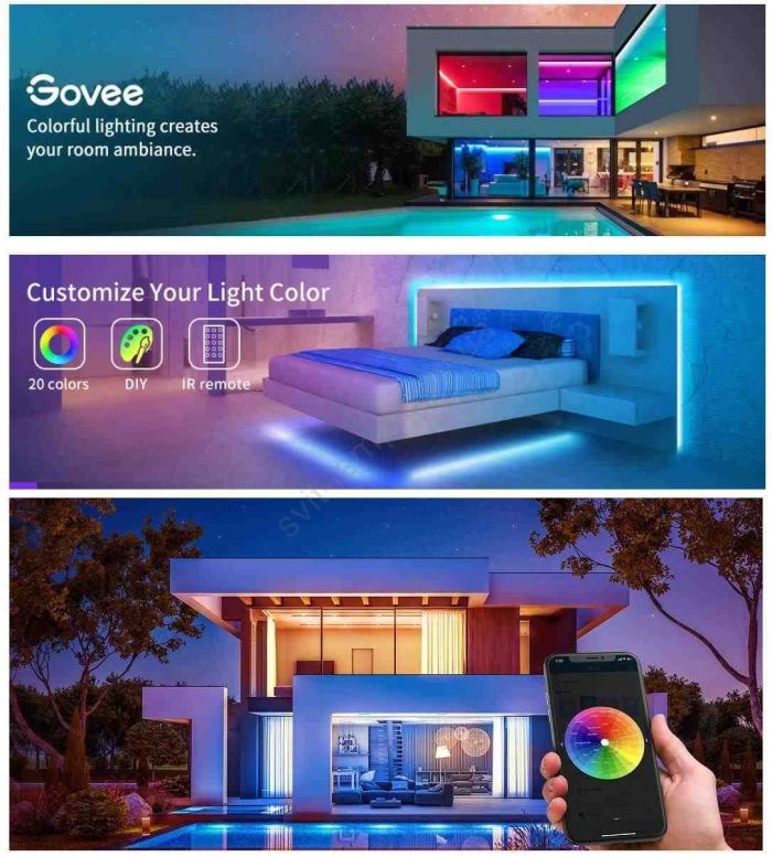 Лента светодиодная умная Govee H615A RGB Smart Wi-Fi + Bluetooth LED Strip Lights 5м з мікрофоном Белый