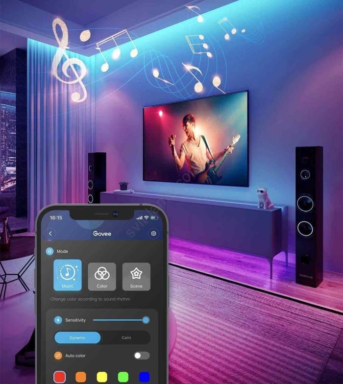 Лента светодиодная умная Govee H615A RGB Smart Wi-Fi + Bluetooth LED Strip Lights 5м з мікрофоном Белый