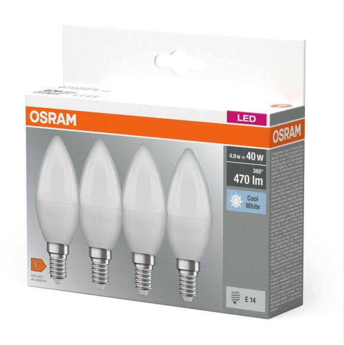 Набір ламп 4шт OSRAM LED E14 4.9Вт 4000К 470Лм B40