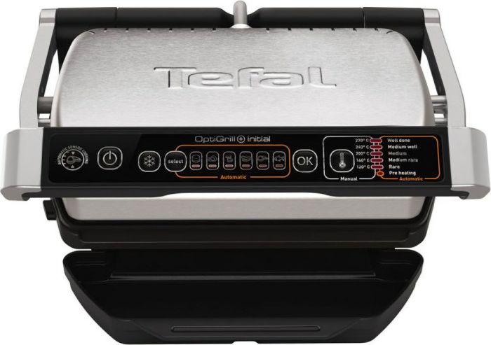 Гриль Tefal прижимной OptiGrill+ Initial 2000Вт, темп. режимов-5, съёмные пластины, металл