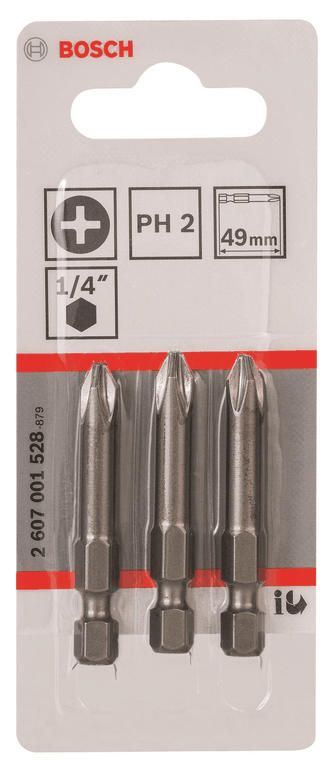 Бита Bosch Extra-Hart PH2, 49мм, 3шт