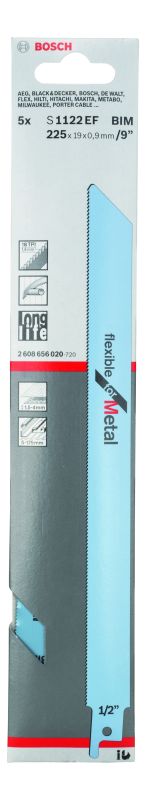 Полотно пилочное для сабельной пилы Bosch по металу, S 1122 EF, 18TPI, 5шт